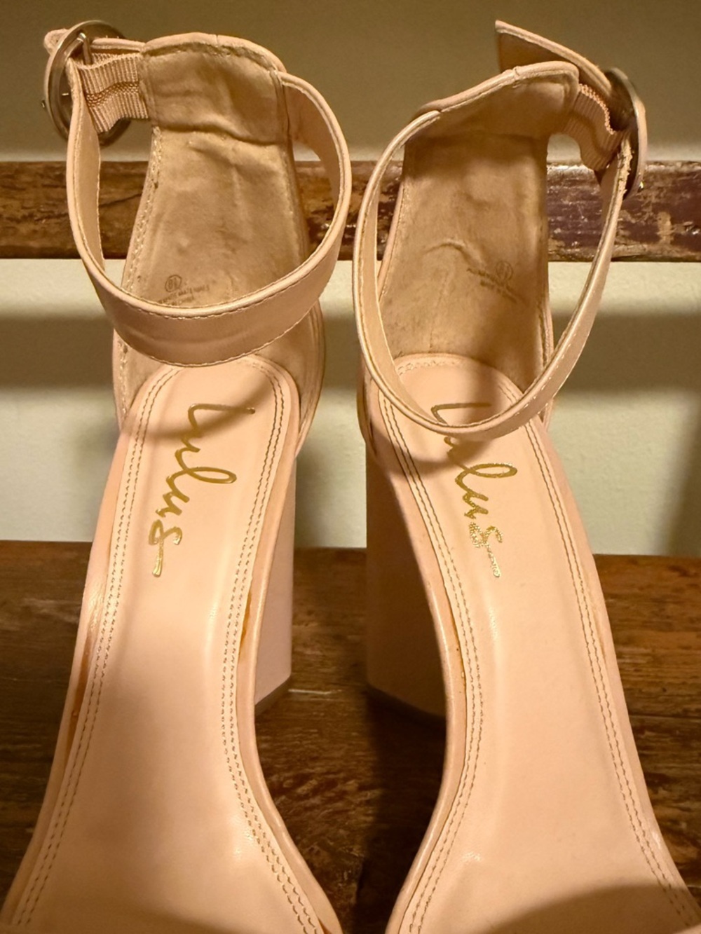 Lulus Kamali Light Nude Ankle Strap Block Heels Sandals - Picture 8 of 11